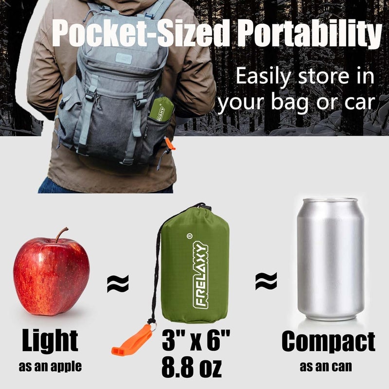 Frelaxy Extra-Thick Emergency Tent, Compact Survival Tent with Whistle, Upgraded Paracord, Storage Pouch, and EVA Case, 2 Person Emergency Shelter for Backpacking, Hiking, Outdoor - Image 3
